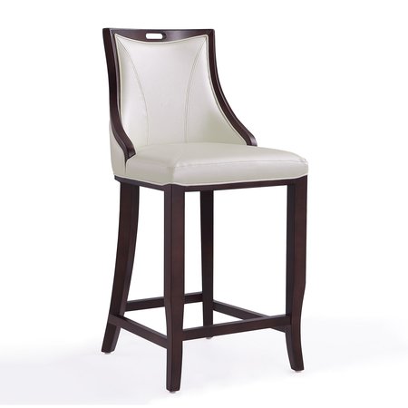 MANHATTAN COMFORT Emperor Bar Stool in Pearl White and Walnut BS008-PW